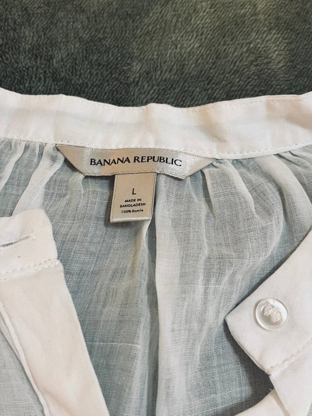 Banana Republic Sleeveless Oversized Ramie White Sheer Button Top Womens Large - Picture 2 of 7